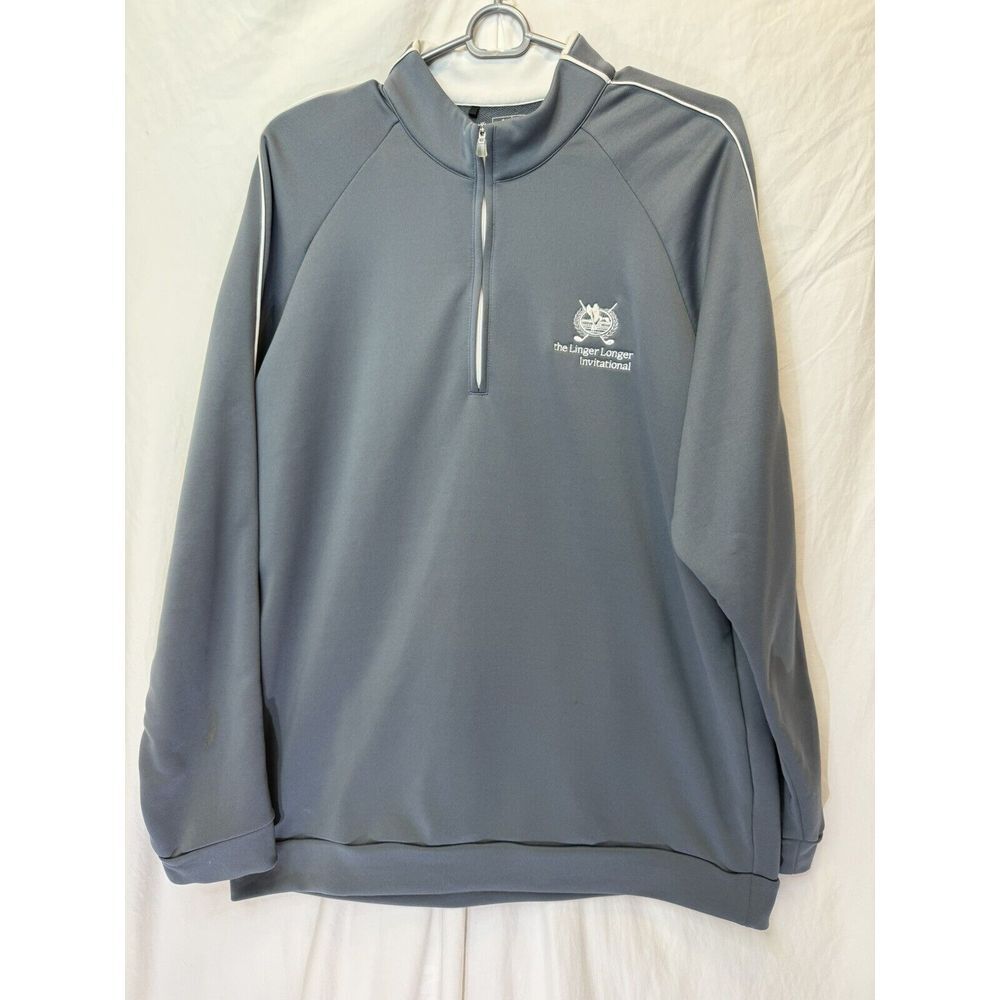 Adidas Jacket Men's Size L Gray Full Zip Climalite Linger Longer Invitational